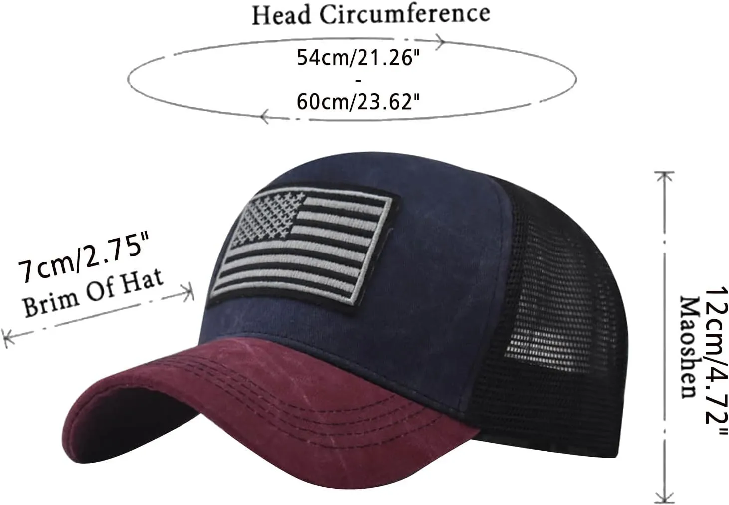 4th of July Baseball Cap Unisex American Flag Hat USA Embroidery Distressed Washed Cotton Caps USA Dad Hats