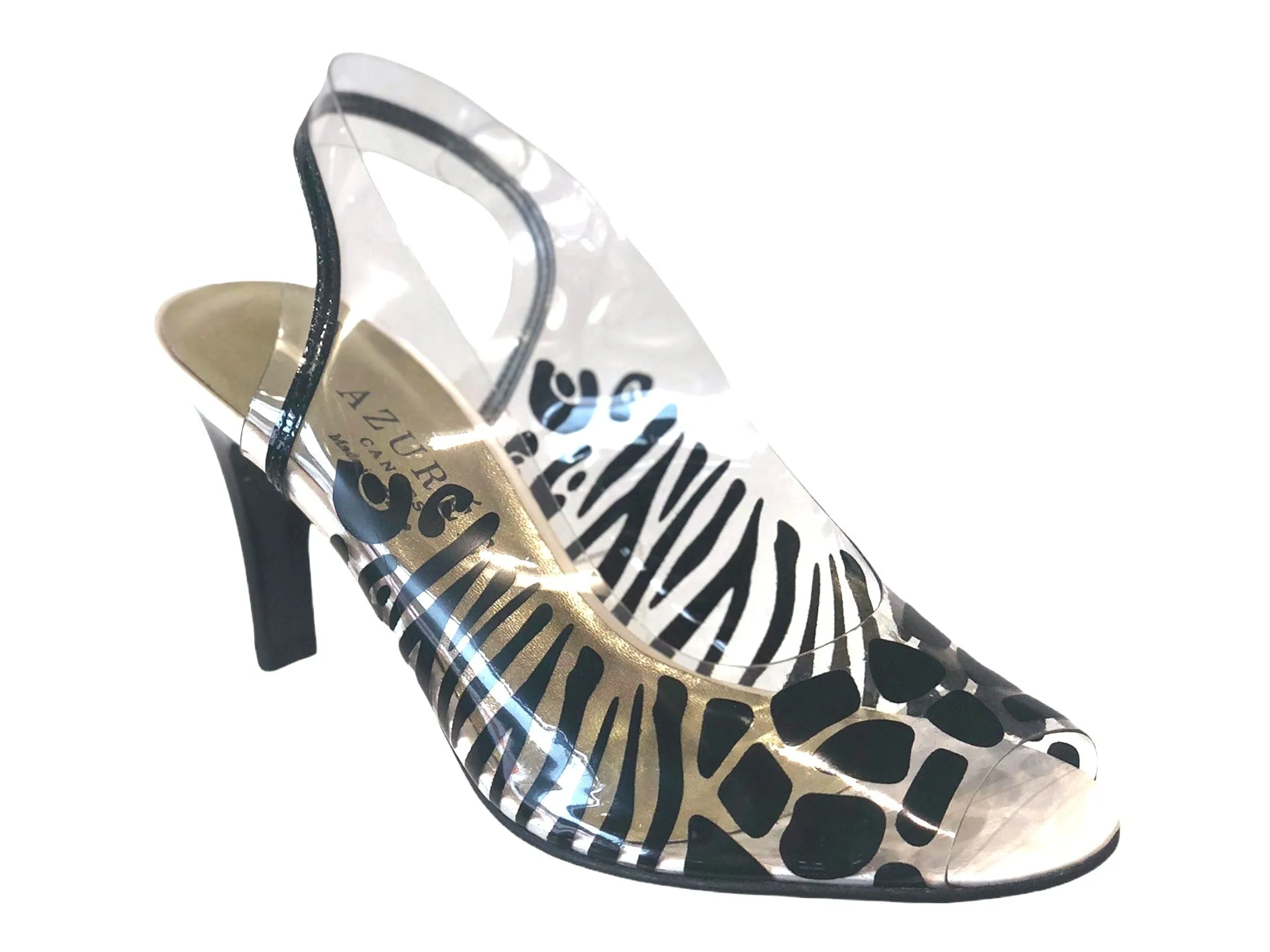 Azuree Dora 96C Black Synthetic & Leather Mid Heels