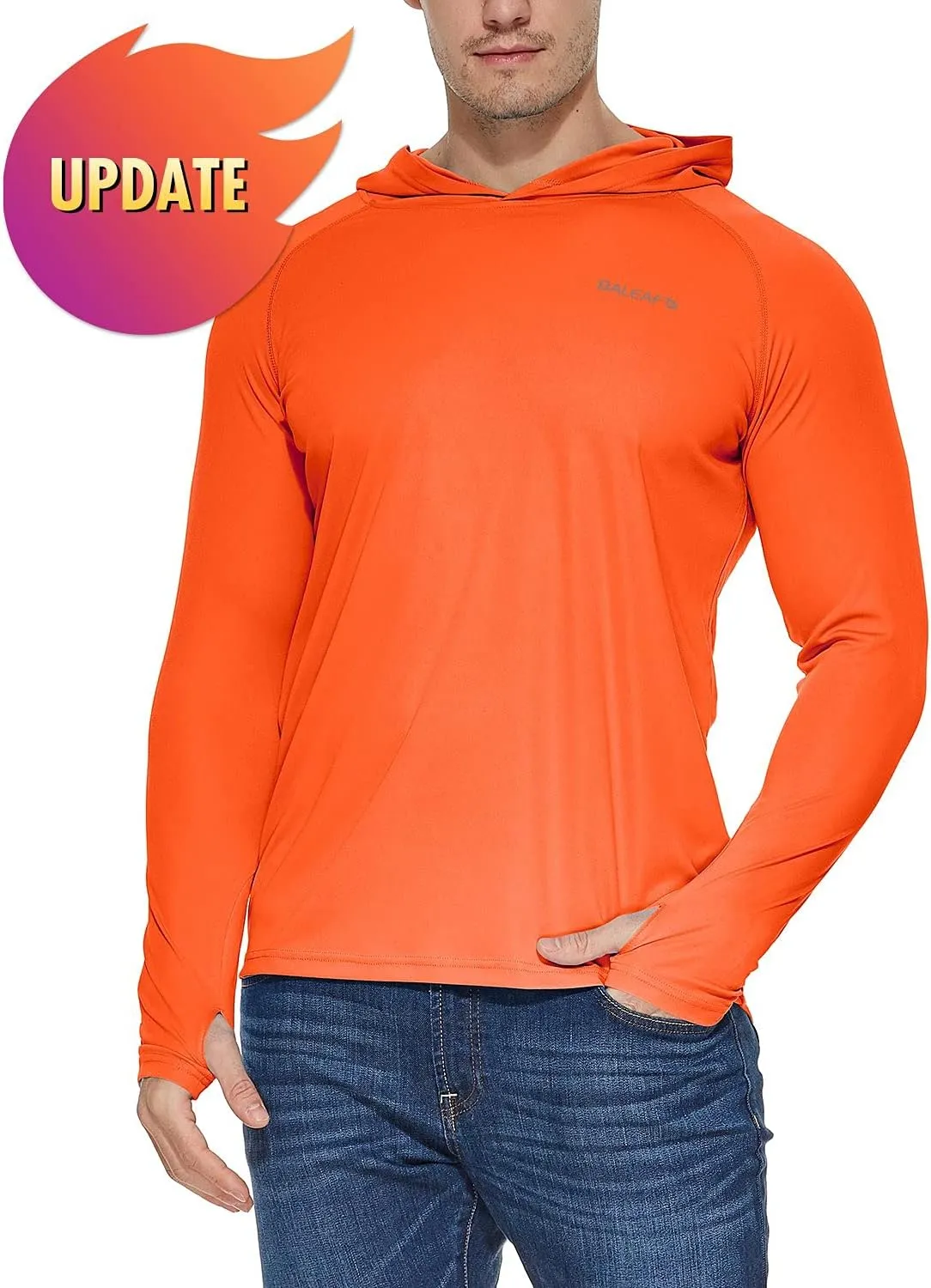 baleaf Men's Sun Protection Hoodie Shirt UPF 50  Long Sleeve UV SPF T-Shirts Rash Guard Fishing Swimming Lightweight