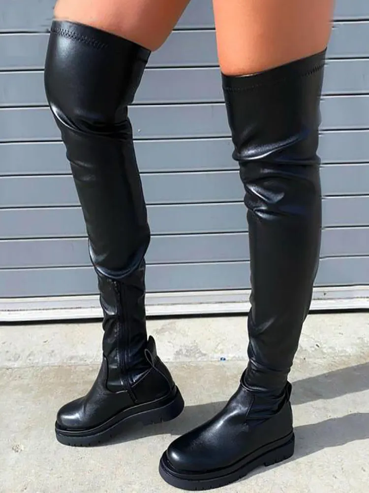 Biker's Boots High Platform Thigh Long Boots Over The Knee Boots Women