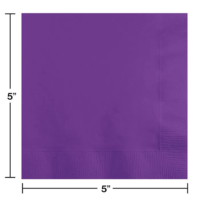 Bulk Pack of 150 Amethyst Beverage Napkins, 3 Ply