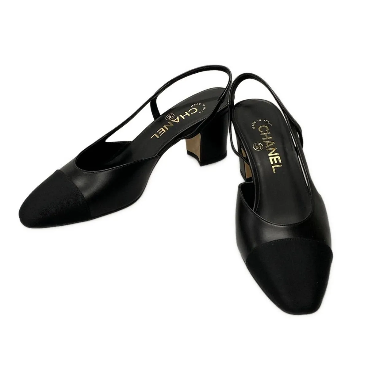 Chanel black slingback pumps, size 37