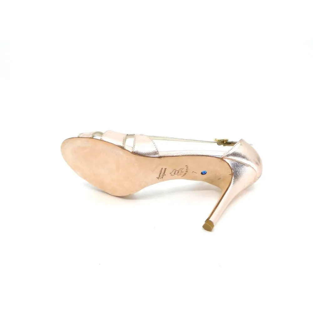 Cira Rose and Silver Metallic Something Bleu Strappy Sandal
