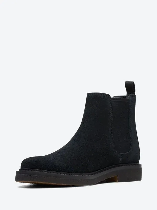 Clarks Men's Clarkdale Easy Chelsea Boots- Black Suede