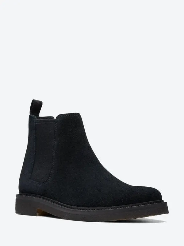Clarks Men's Clarkdale Easy Chelsea Boots- Black Suede