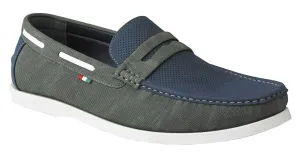 D555 Mens Slip On Boat Shoes With Perforation Details