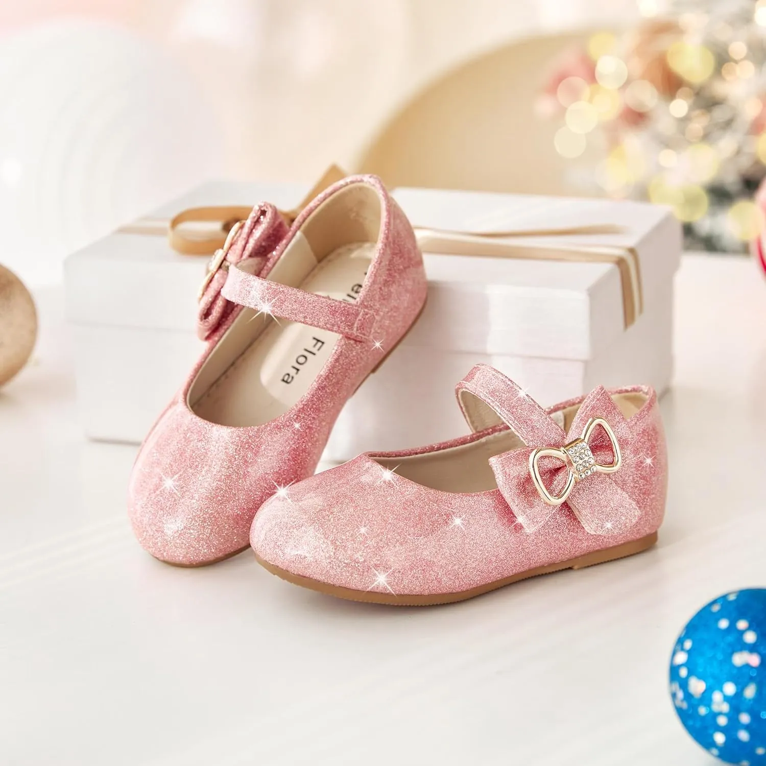 Felix & Flora Toddler Flower Girl Dress Shoes - Girl Ballet Flats Party School Shoes Wedding