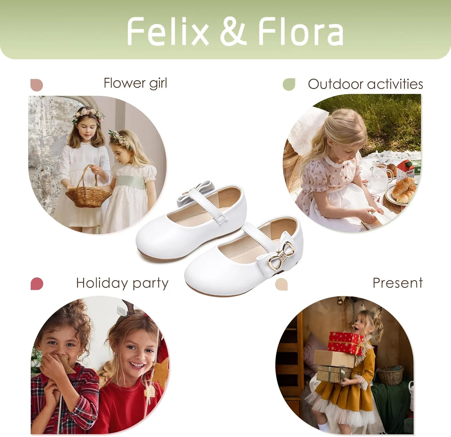 Felix & Flora Toddler Flower Girl Dress Shoes - Girl Ballet Flats Party School Shoes Wedding