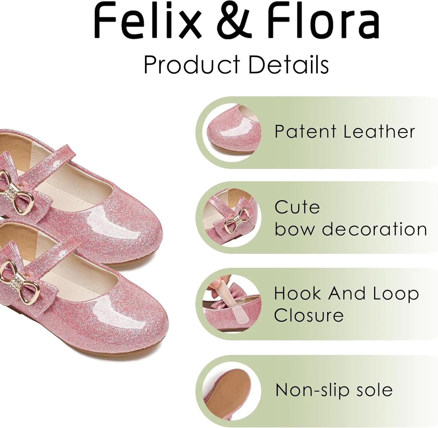 Felix & Flora Toddler Flower Girl Dress Shoes - Girl Ballet Flats Party School Shoes Wedding