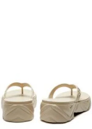 Gucci Logo-Debossed Platform Flip Flops White Sandals