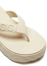 Gucci Logo-Debossed Platform Flip Flops White Sandals