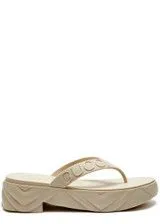 Gucci Logo-Debossed Platform Flip Flops White Sandals