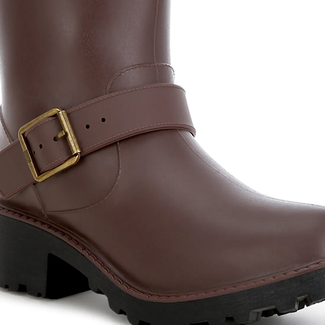 Harness Detail Calf Rain Boots