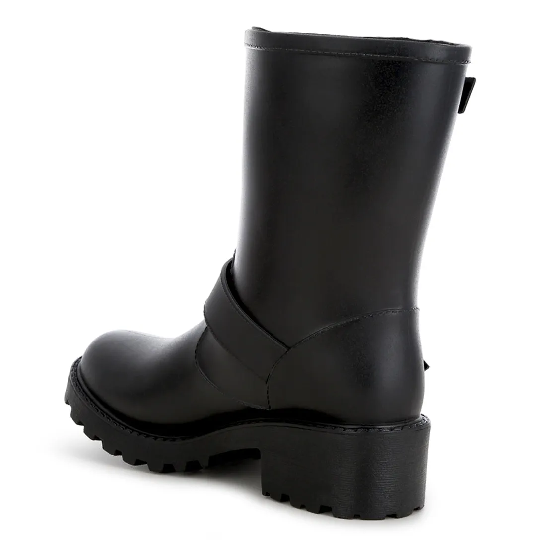 Harness Detail Calf Rain Boots