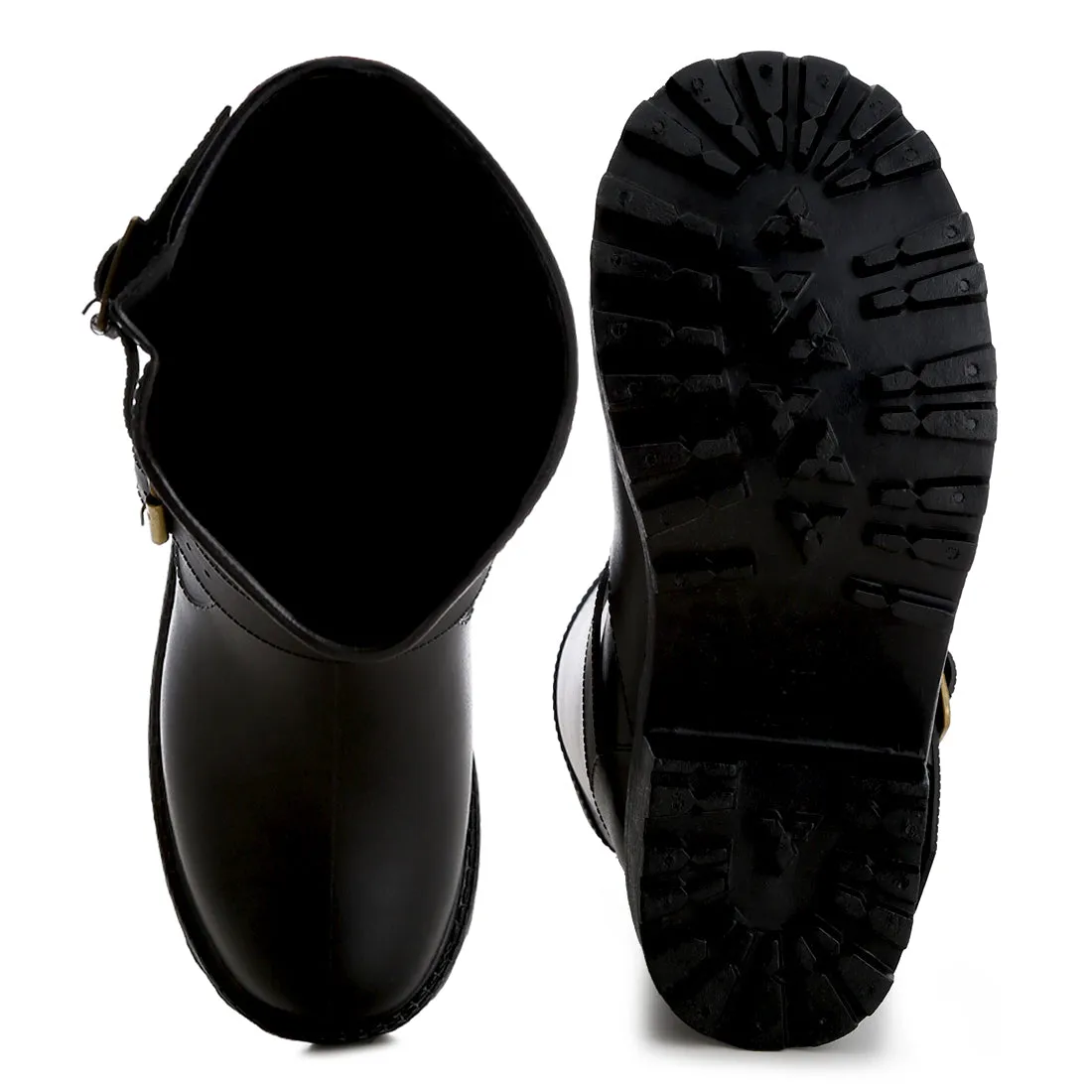 Harness Detail Calf Rain Boots