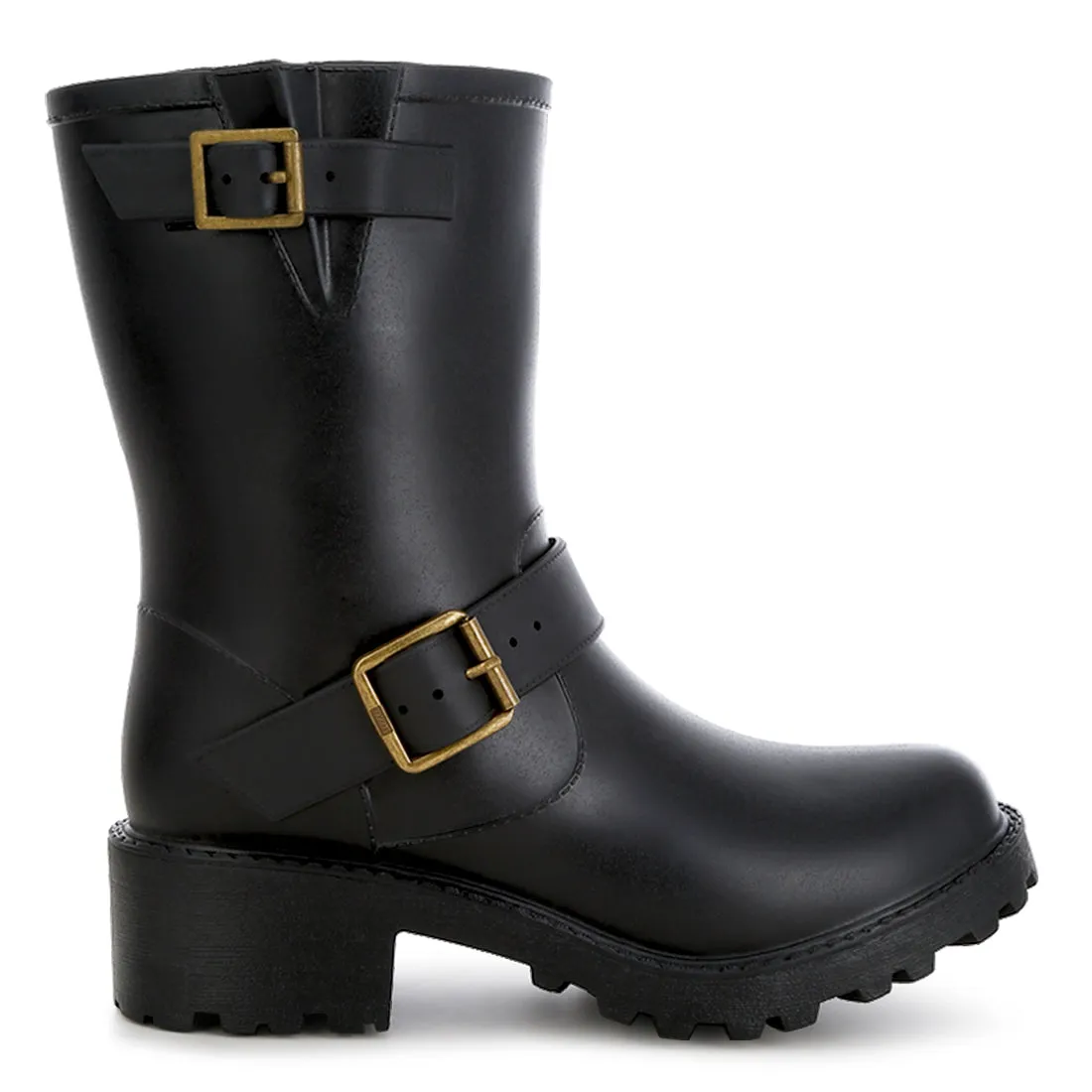 Harness Detail Calf Rain Boots