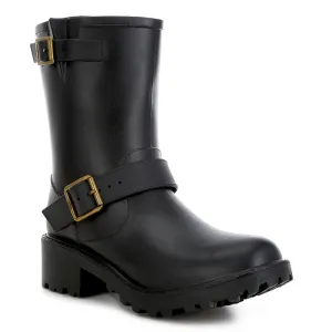 Harness Detail Calf Rain Boots