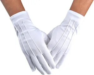 JISEN Men Police Formal Tuxedo Honor Guard Parade Nylon Cotton Gloves 26cm