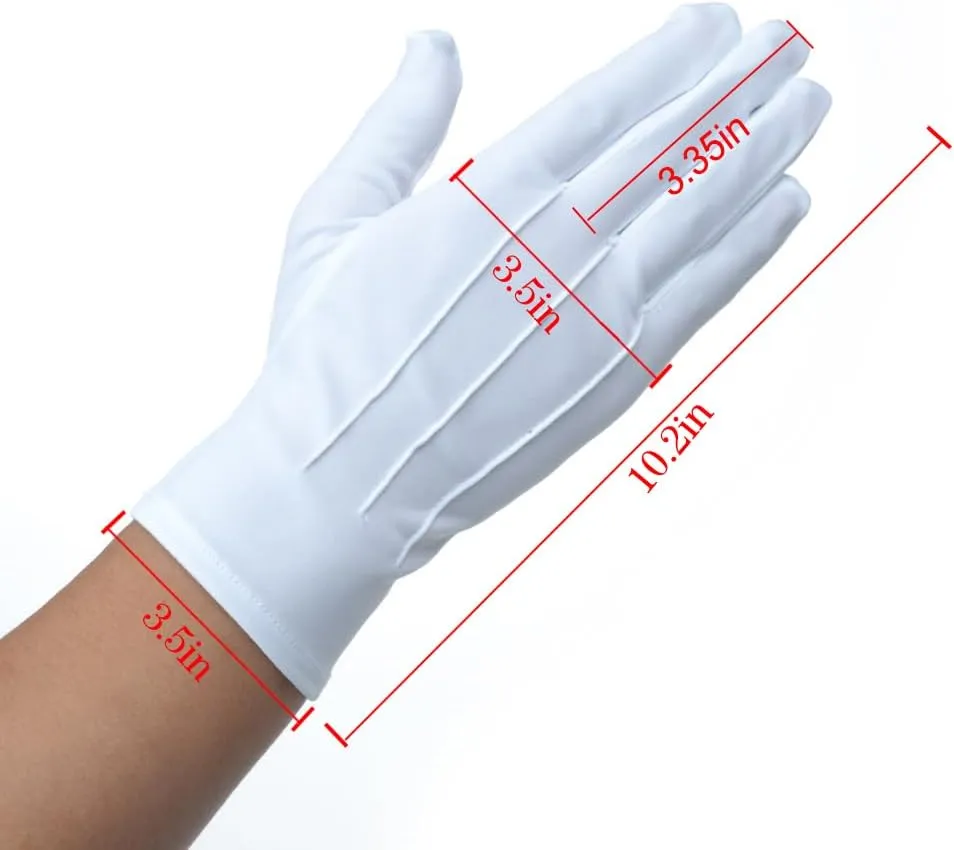 JISEN Men Police Formal Tuxedo Honor Guard Parade Nylon Cotton Gloves 26cm