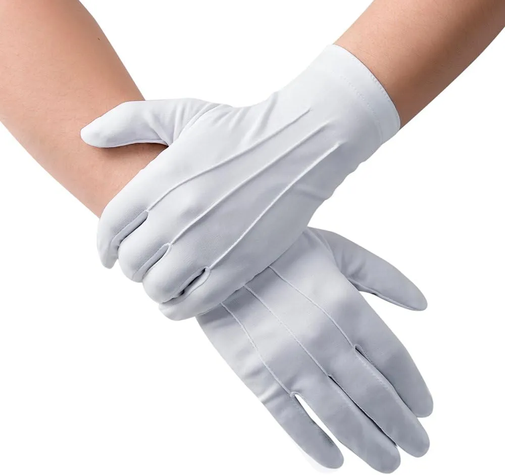 JISEN Men Police Formal Tuxedo Honor Guard Parade Nylon Cotton Gloves 26cm