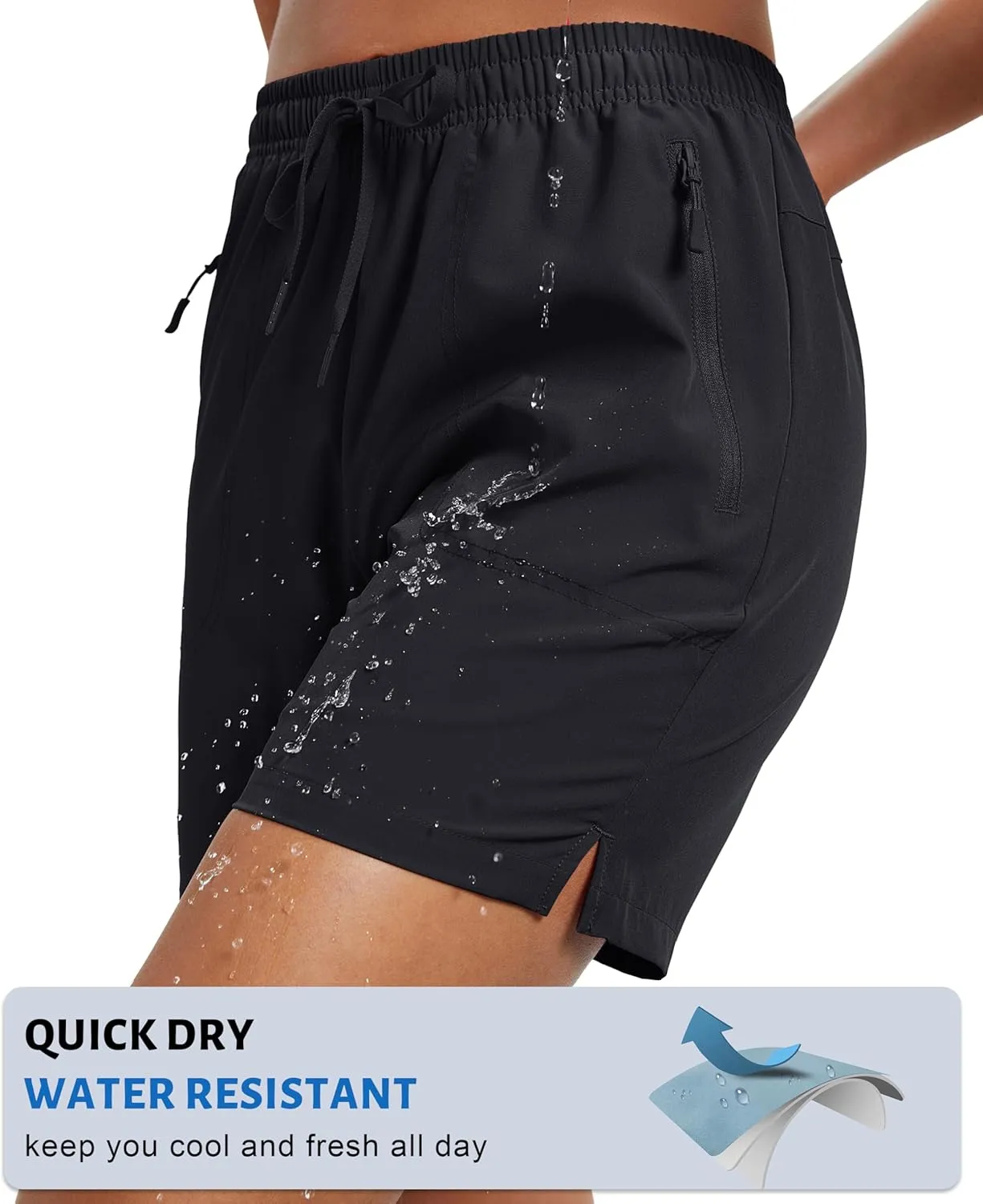 MAGCOMSEN Women's 5" Hiking Shorts UPF 50  Quick Dry Lightweight Athletic Running Golf Summer Casual Shorts with Pockets