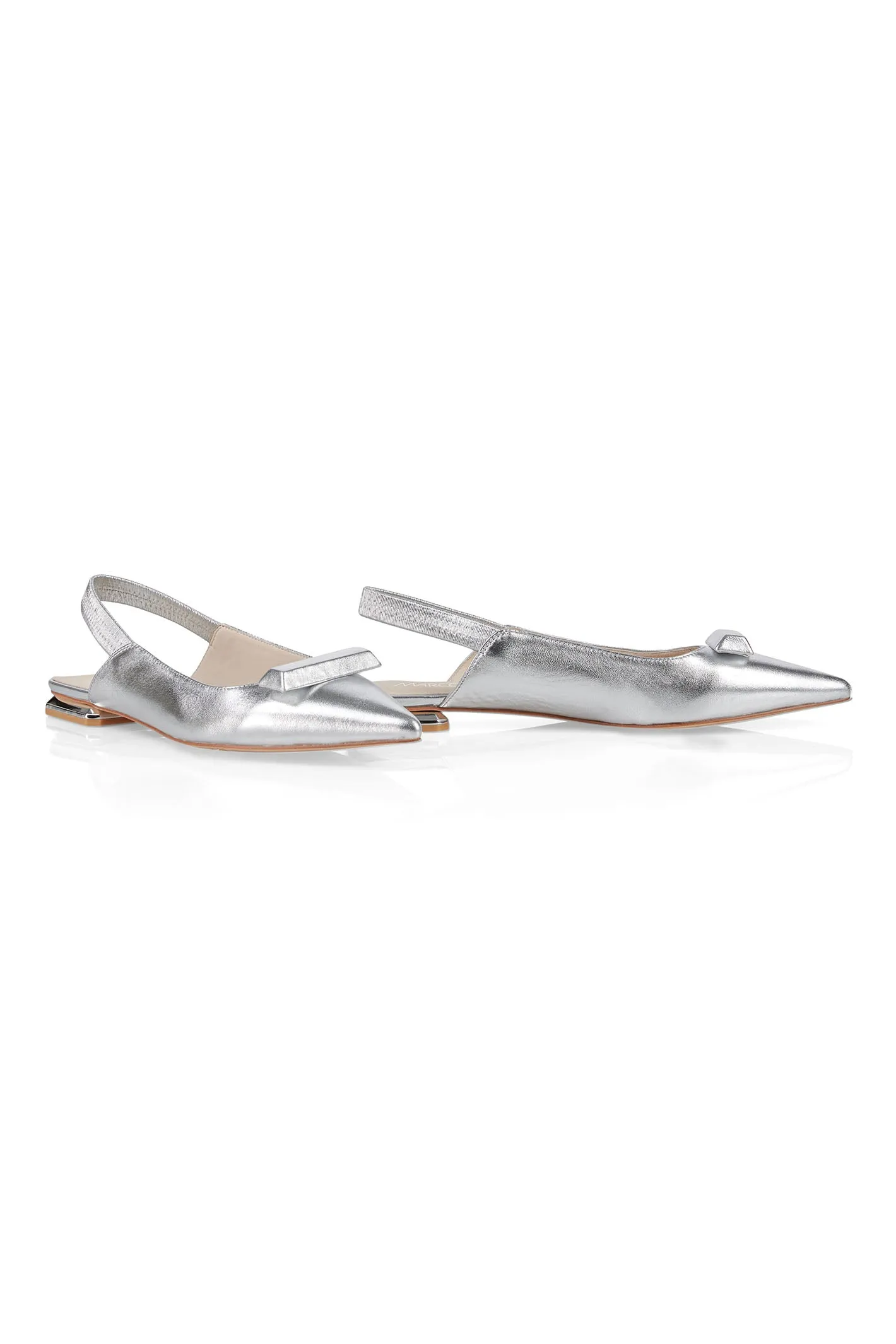 Marc Cain WB SF.01 L05 800 Silver Flat Slingback Shoes