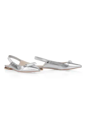 Marc Cain WB SF.01 L05 800 Silver Flat Slingback Shoes