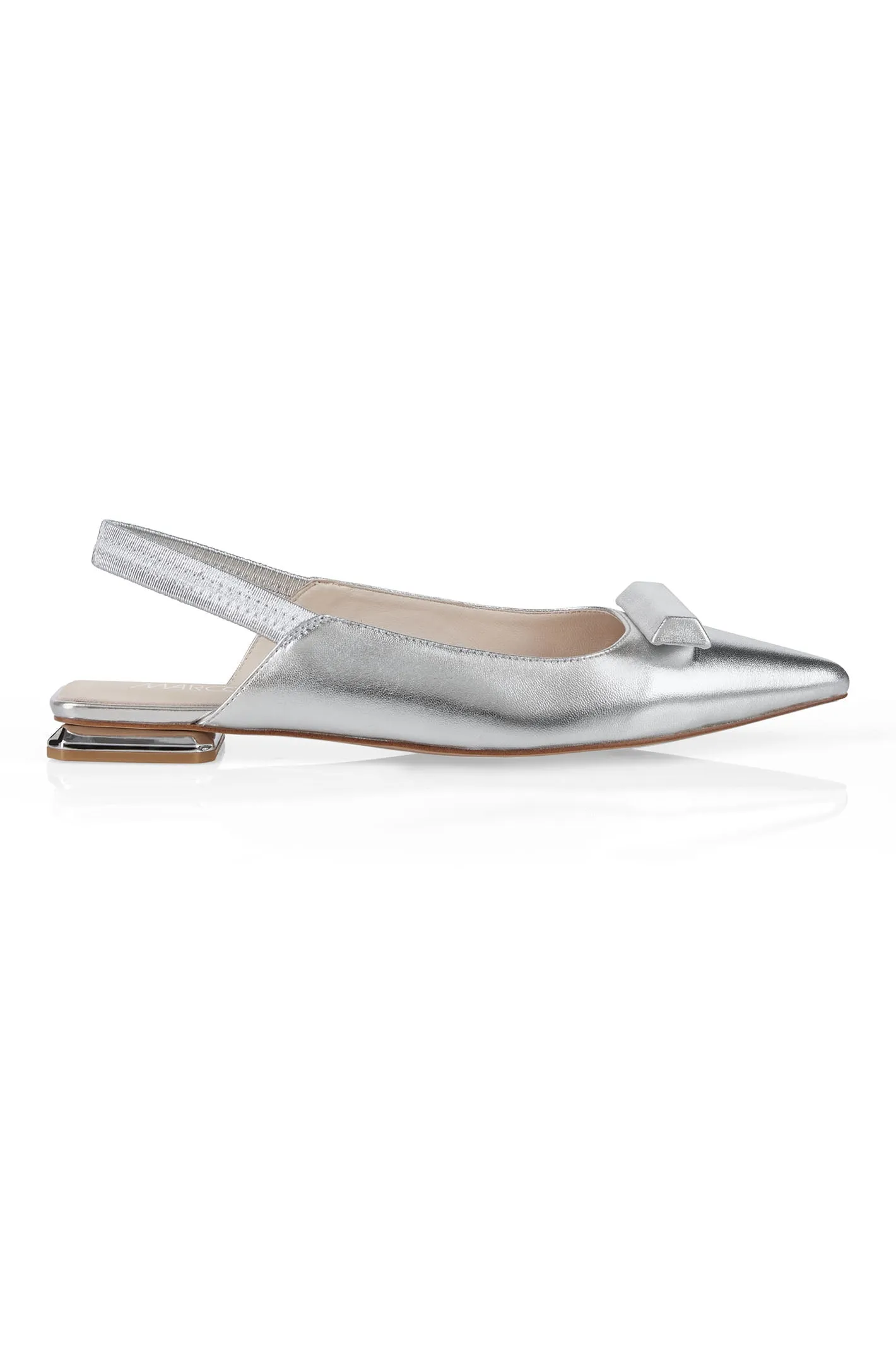 Marc Cain WB SF.01 L05 800 Silver Flat Slingback Shoes