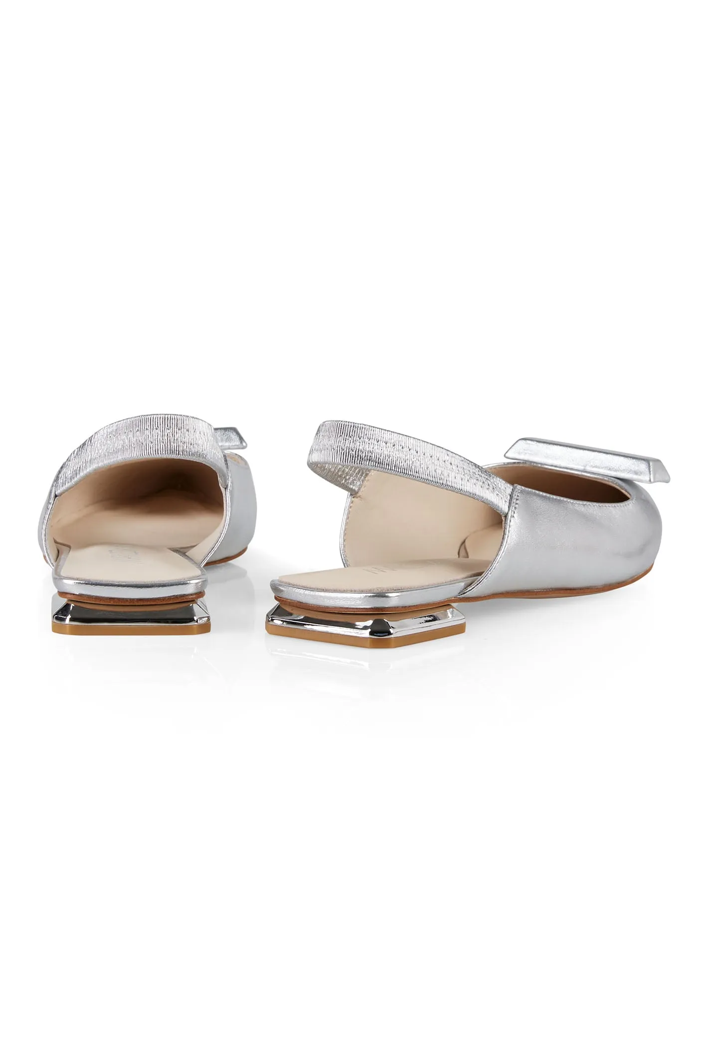 Marc Cain WB SF.01 L05 800 Silver Flat Slingback Shoes