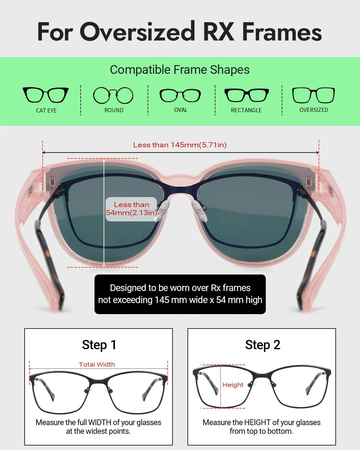 Meeloog Over Glasses Sunglasses for Women Polarized Stylish Large Shades Cover Glass Women Cateye Round UV400 for Driving