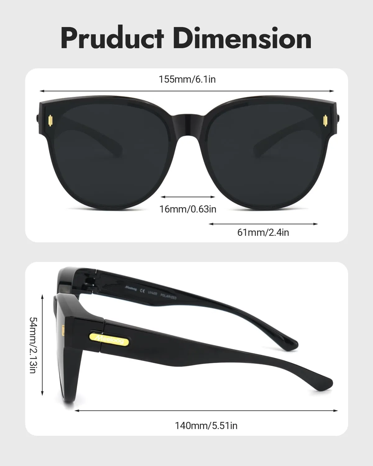 Meeloog Over Glasses Sunglasses for Women Polarized Stylish Large Shades Cover Glass Women Cateye Round UV400 for Driving
