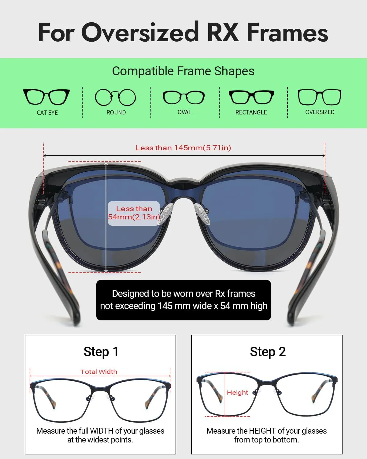 Meeloog Over Glasses Sunglasses for Women Polarized Stylish Large Shades Cover Glass Women Cateye Round UV400 for Driving