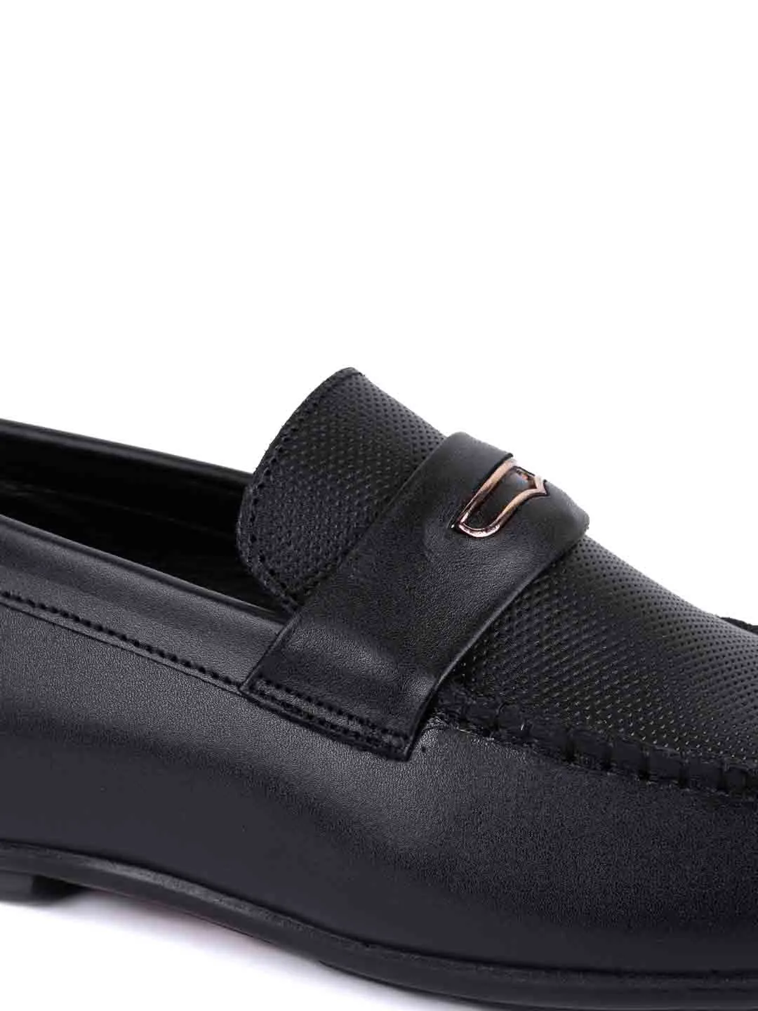 Men Black Perforated Driving Shoes