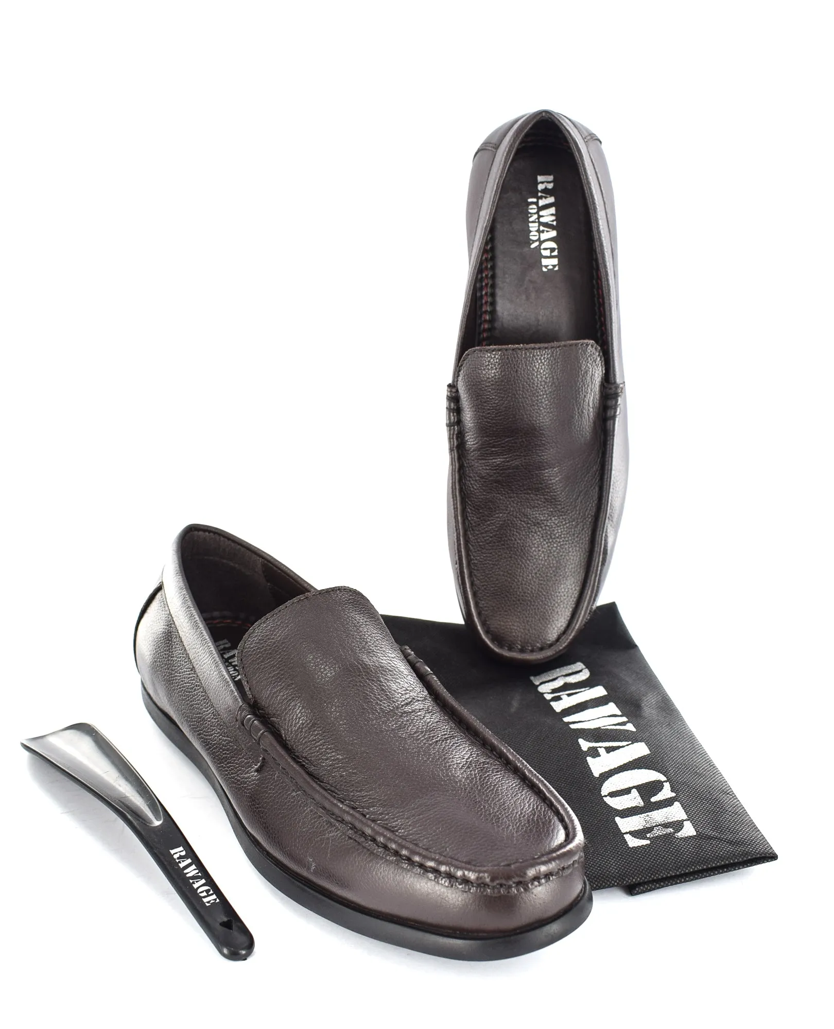 MEN'S BROWN DRIVING LEATHER SLIP ON SHOES