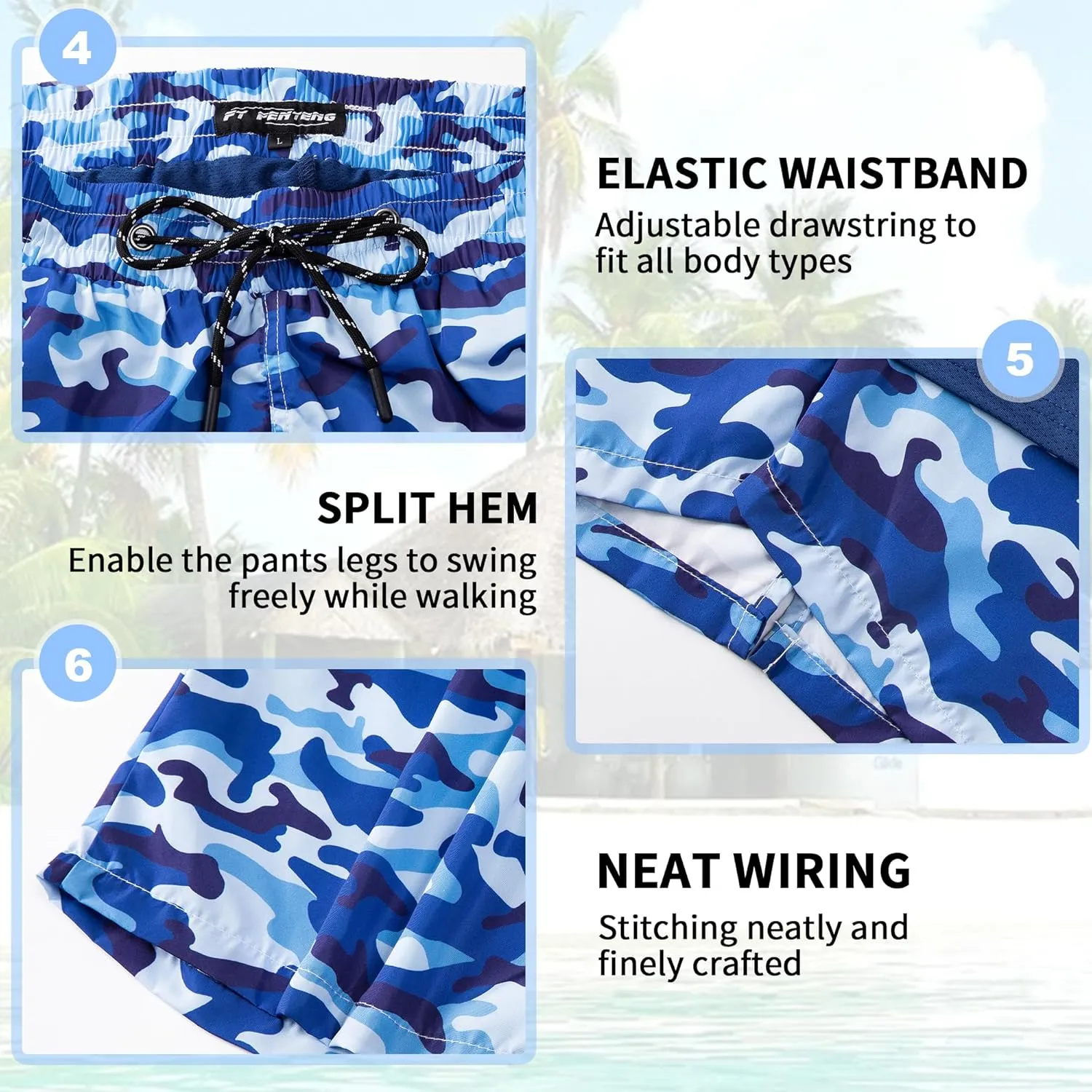 Mens Swim Trunks 9" Board Shorts with Compression Liner Swimsuit Built-in Bathing Suit Quick Dry Swimwear Zipper Pocket