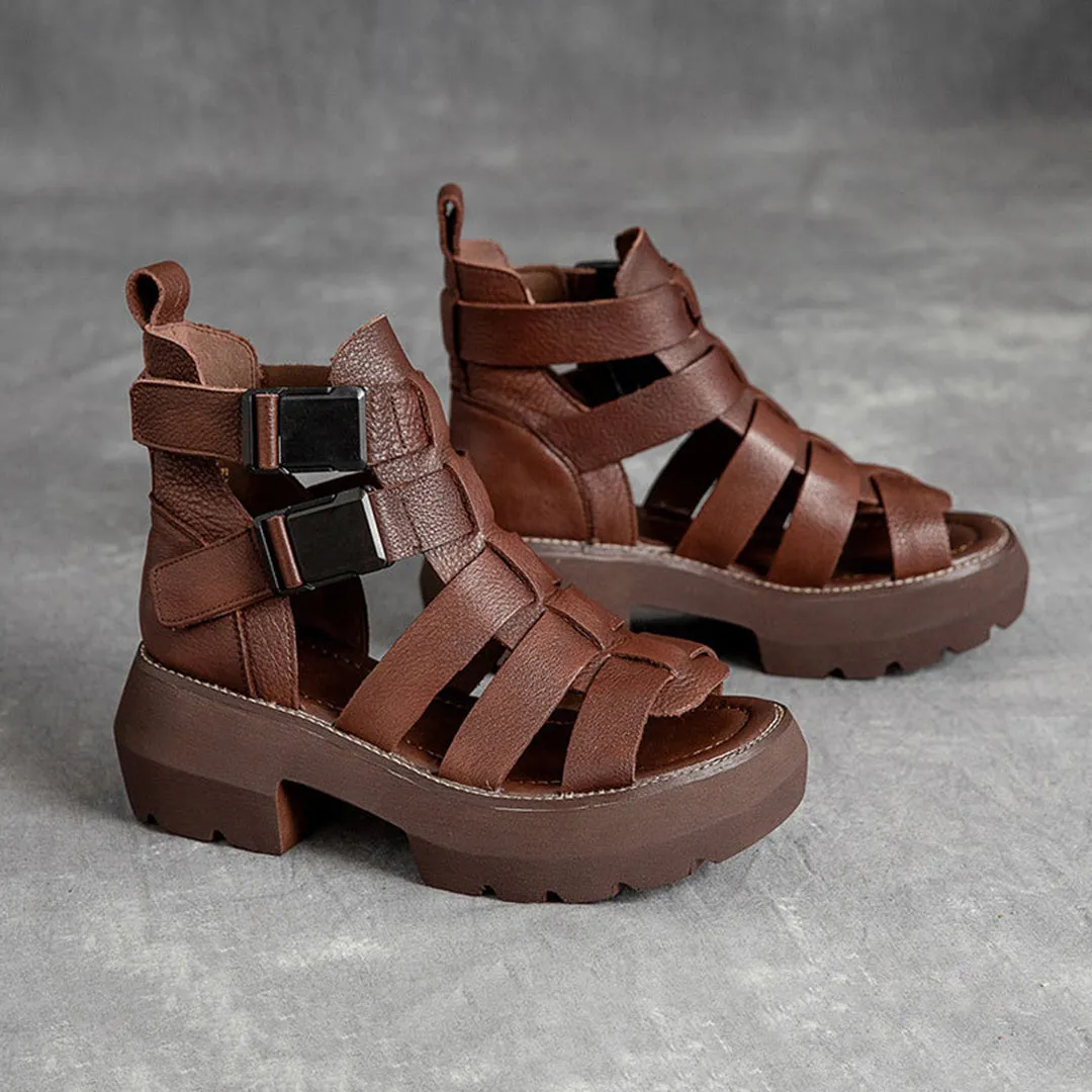 Mid Heel Velcro Rome Sandals