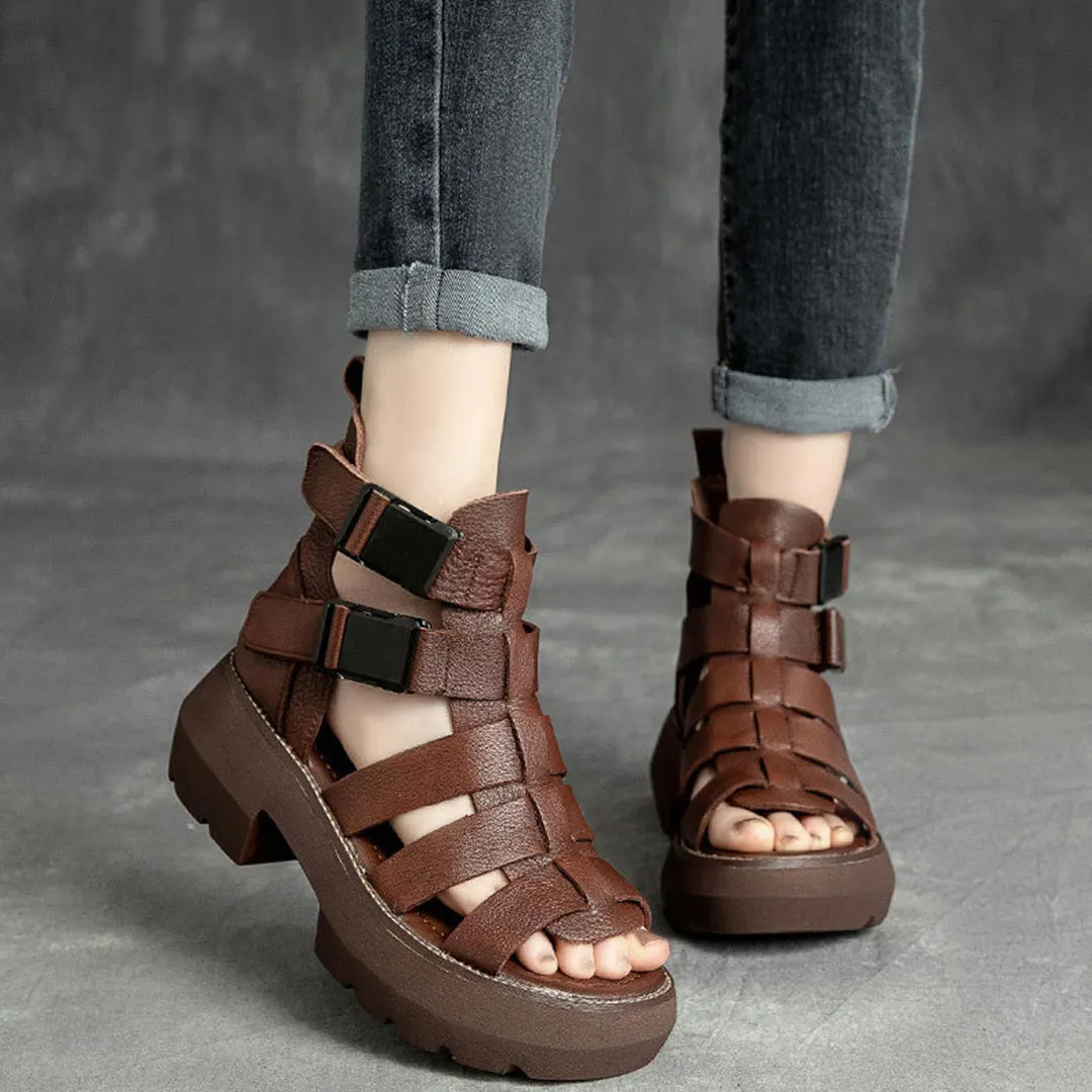 Mid Heel Velcro Rome Sandals