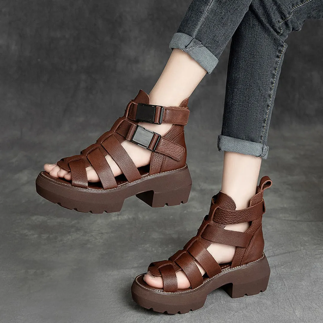 Mid Heel Velcro Rome Sandals