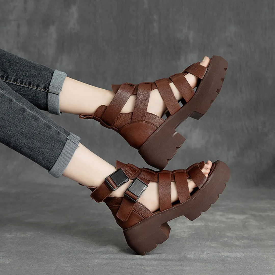 Mid Heel Velcro Rome Sandals