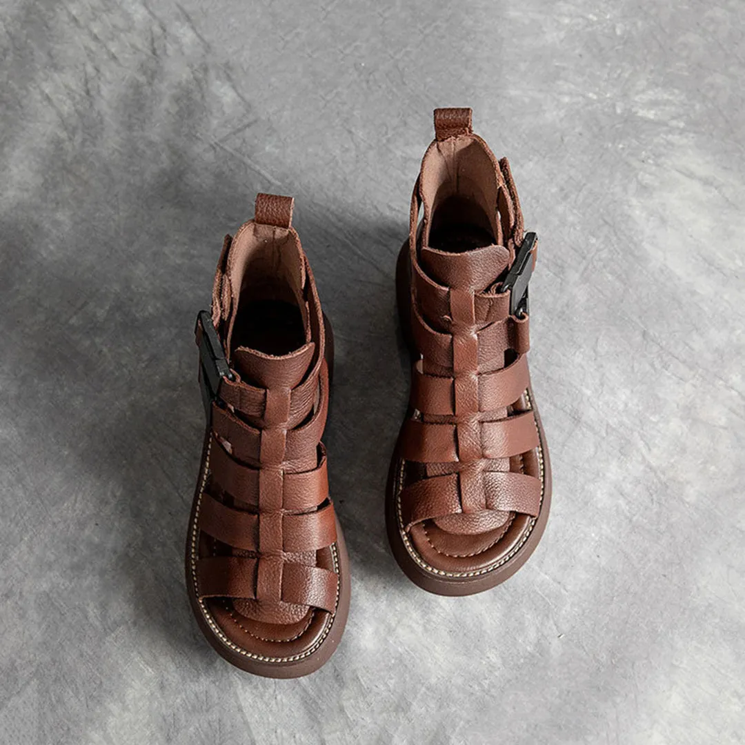 Mid Heel Velcro Rome Sandals