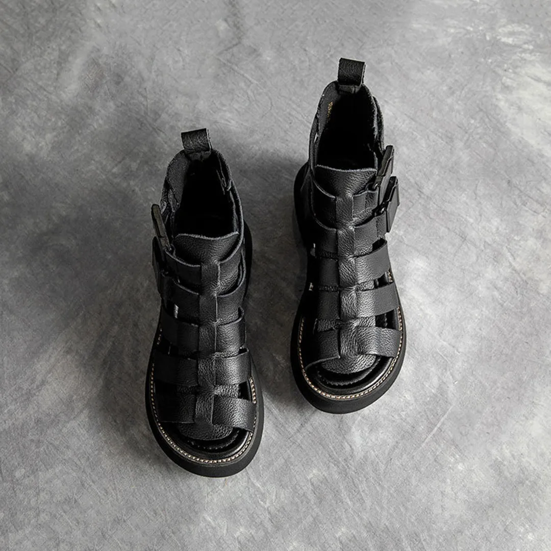 Mid Heel Velcro Rome Sandals