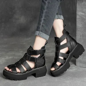 Mid Heel Velcro Rome Sandals