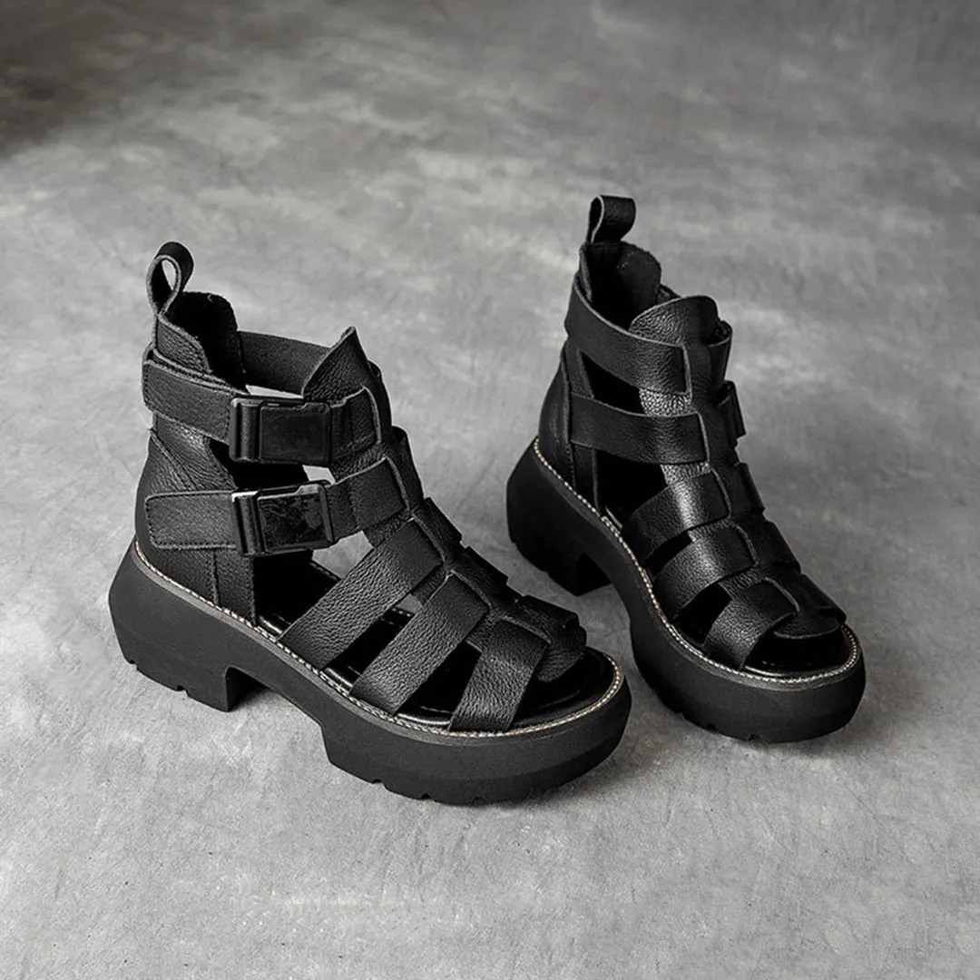 Mid Heel Velcro Rome Sandals