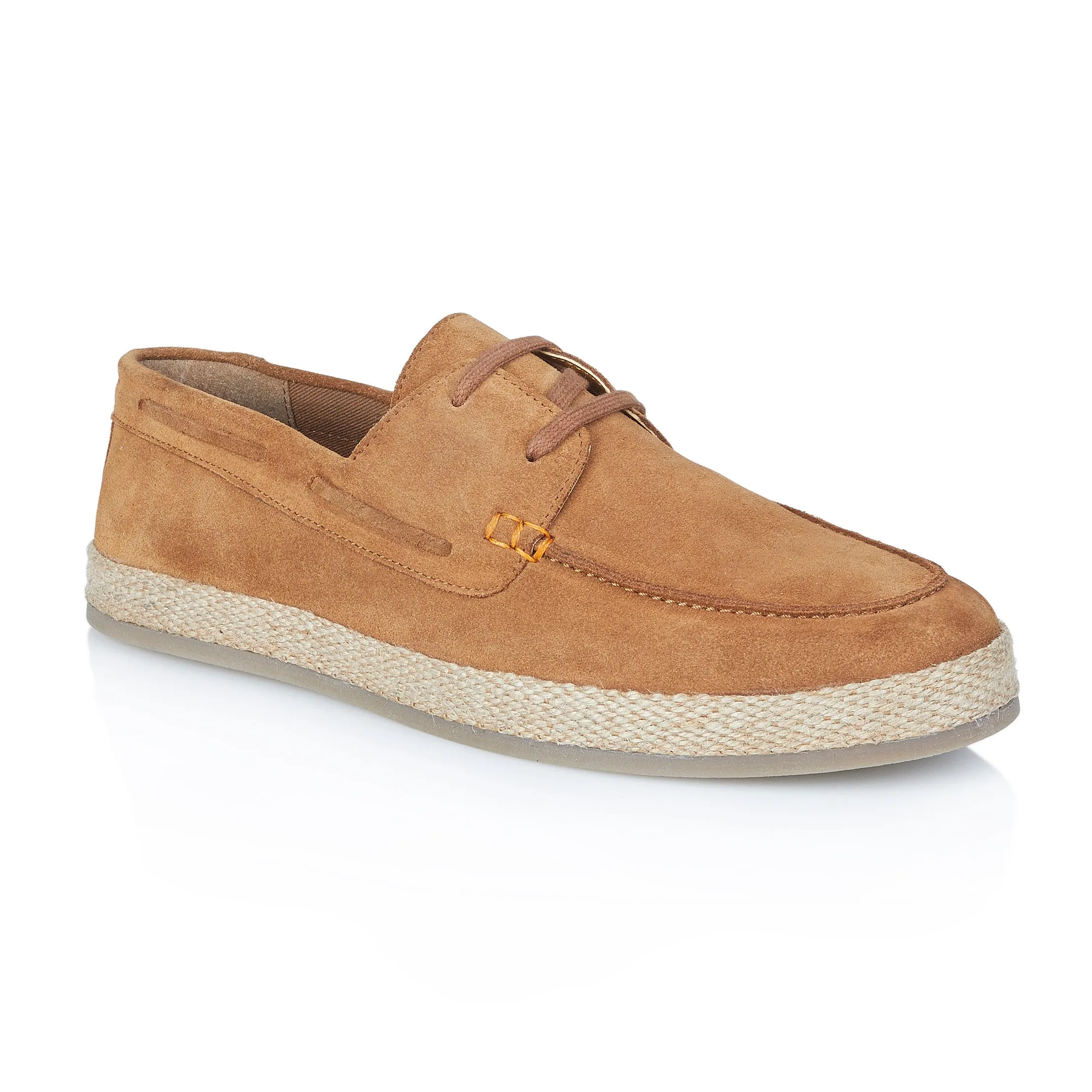 Northolt Suede Leather Lace up Boat Shoe - Tan