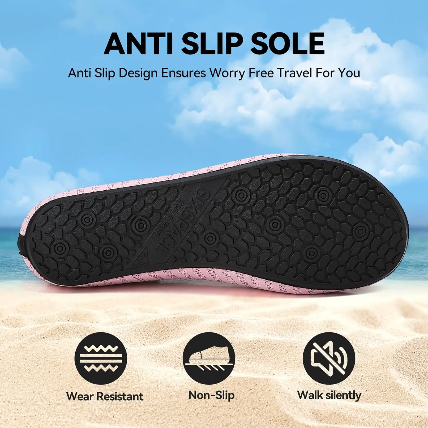 Sixspace Water Shoes for Women Men Aqua Socks Swim Shower Beach Barefoot Pool Quick-Dry Non Slip Lake Surf