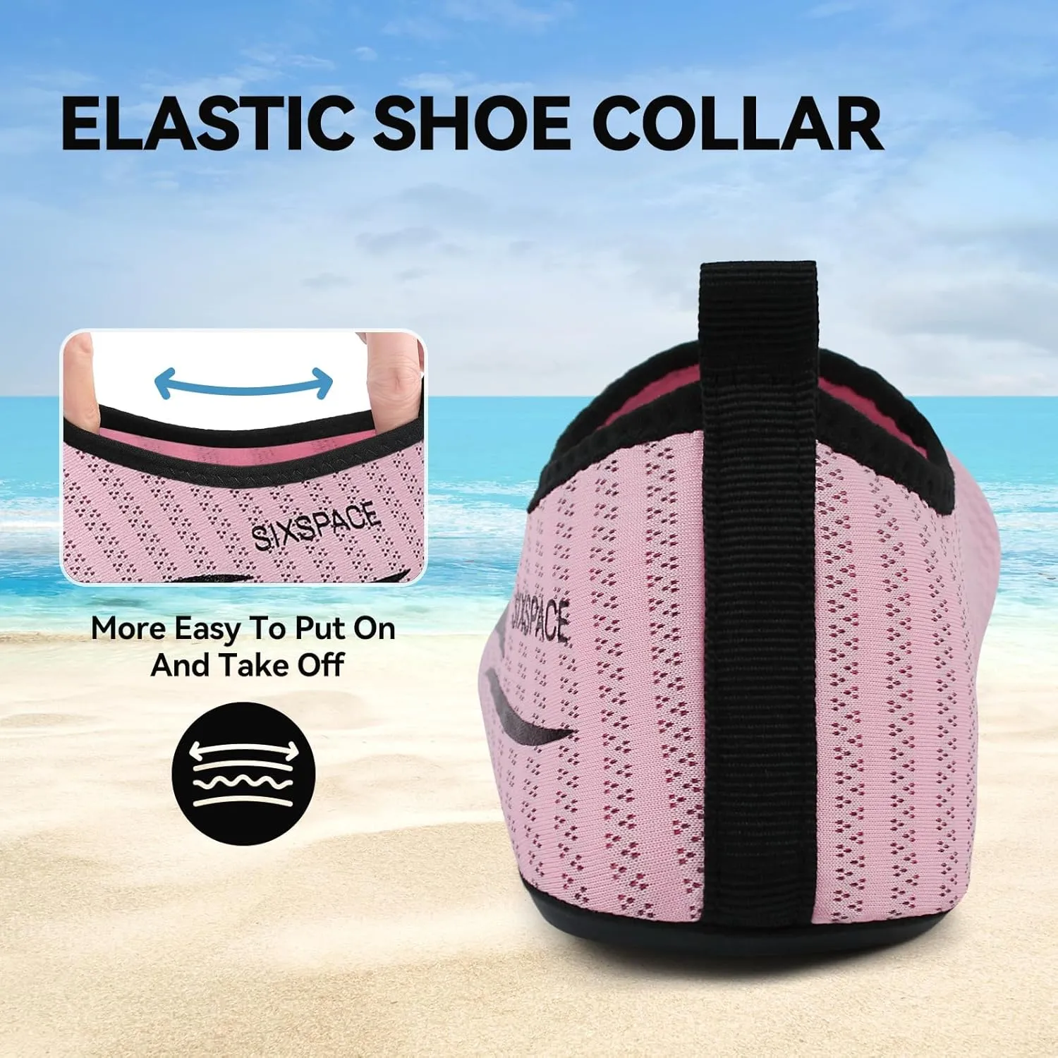 Sixspace Water Shoes for Women Men Aqua Socks Swim Shower Beach Barefoot Pool Quick-Dry Non Slip Lake Surf