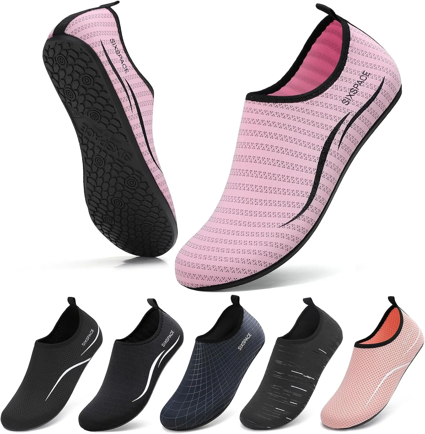Sixspace Water Shoes for Women Men Aqua Socks Swim Shower Beach Barefoot Pool Quick-Dry Non Slip Lake Surf
