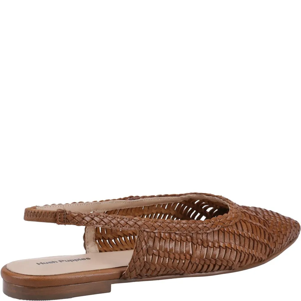 Tan Dalia Woven Slingback Ballerinas