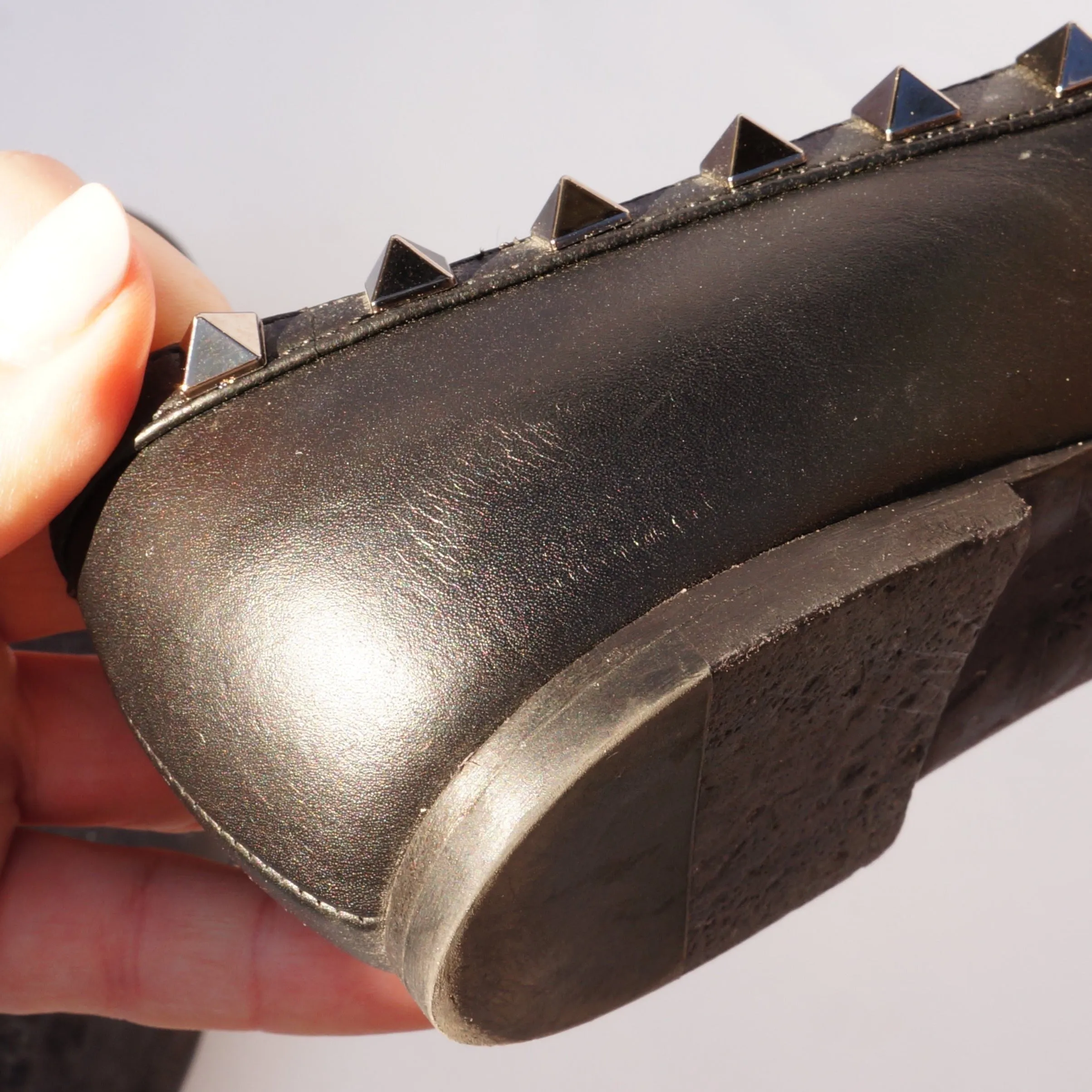 Valentino Garavani Leather Flats Black Rockstud