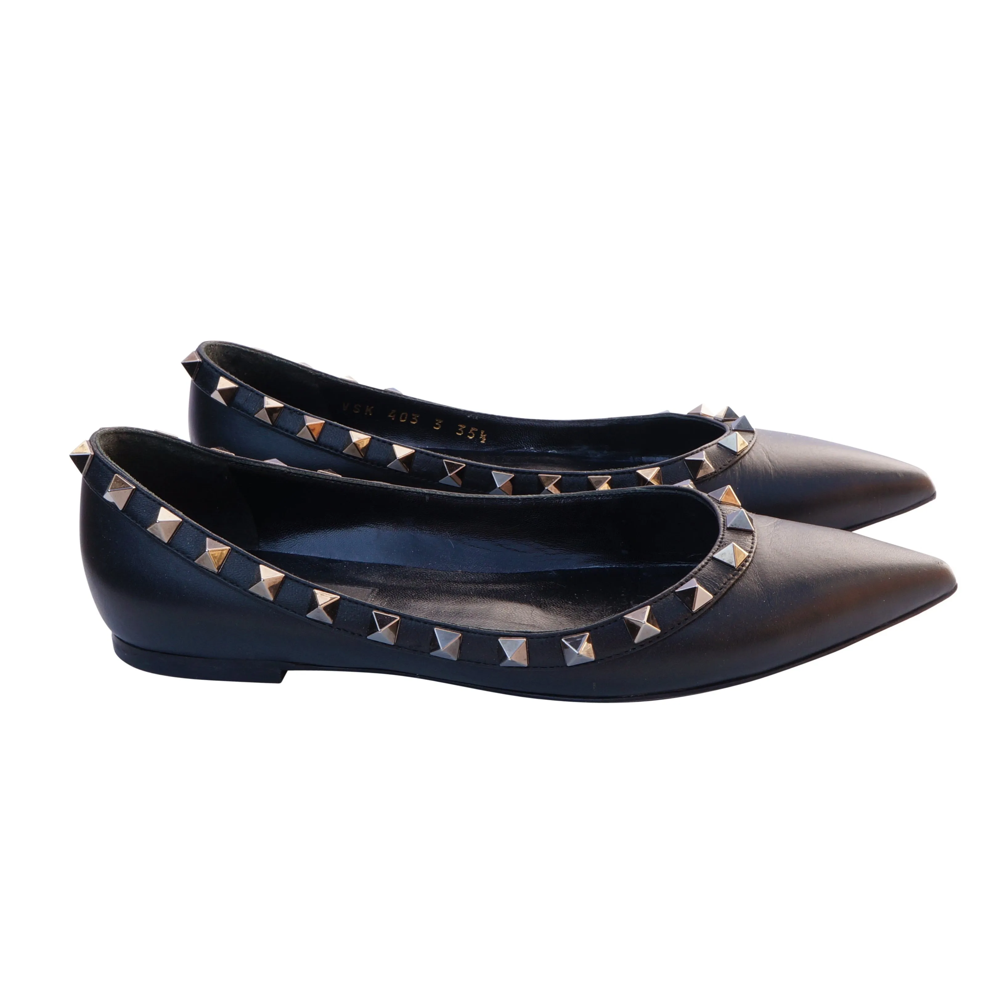 Valentino Garavani Leather Flats Black Rockstud